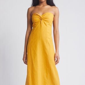 NEW Lost + Wander Elia Strapless Linen & Cotton Midi Dress - size small